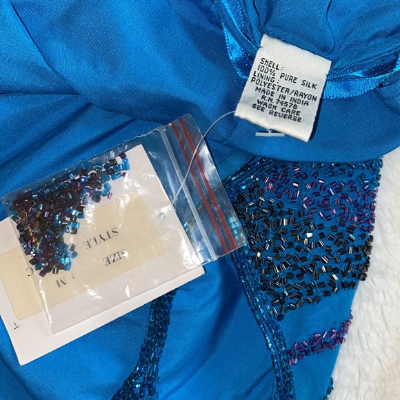 Vintage 90s Y2K 100% Silk Beaded Dress Slip Dress Backless Mermaid Prom Maxi - Picture 12 of 17